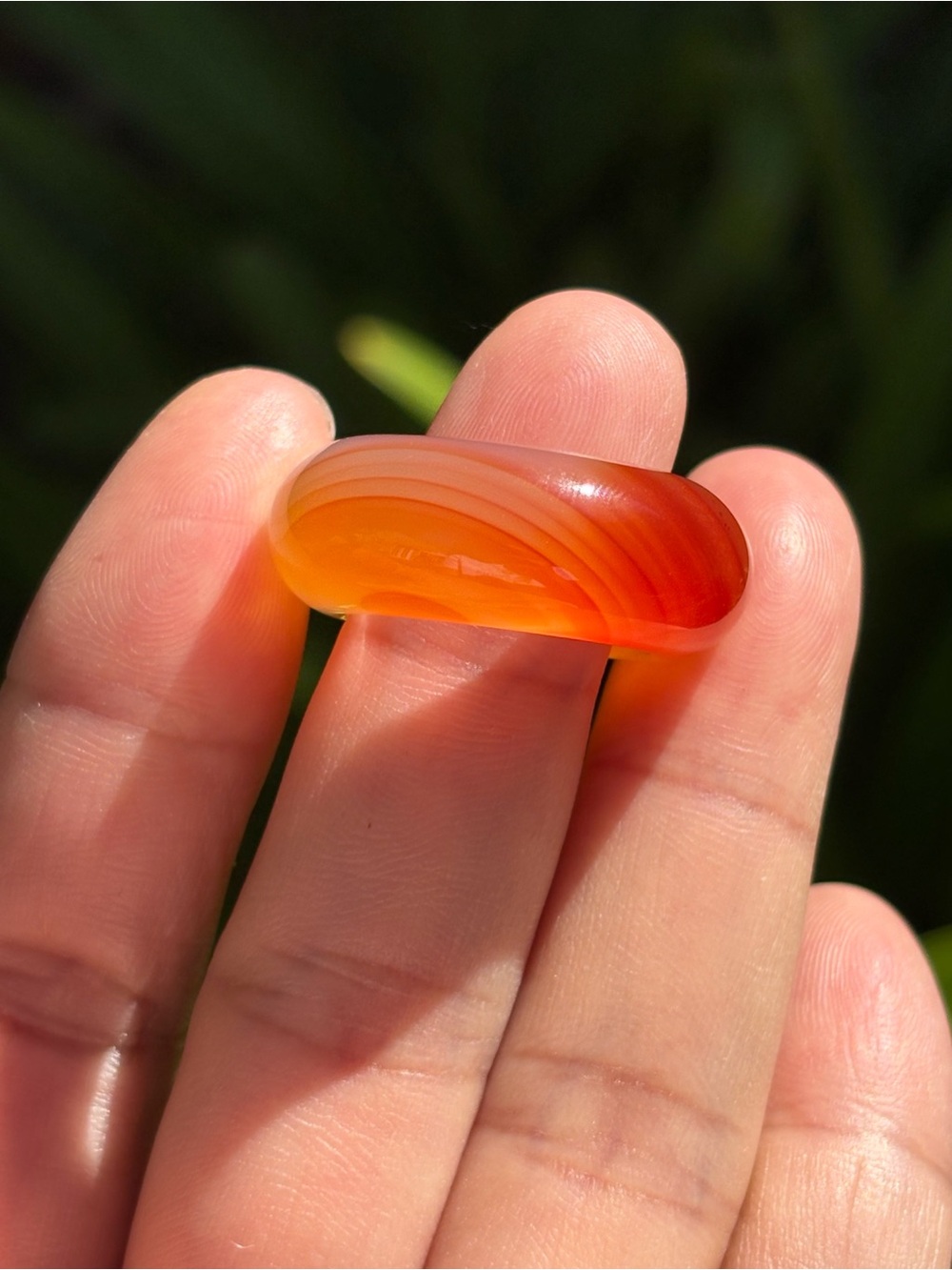SIZE 7.5 Natural Red Banded Agate Dome Ring 2619 - Picture 6 of 7